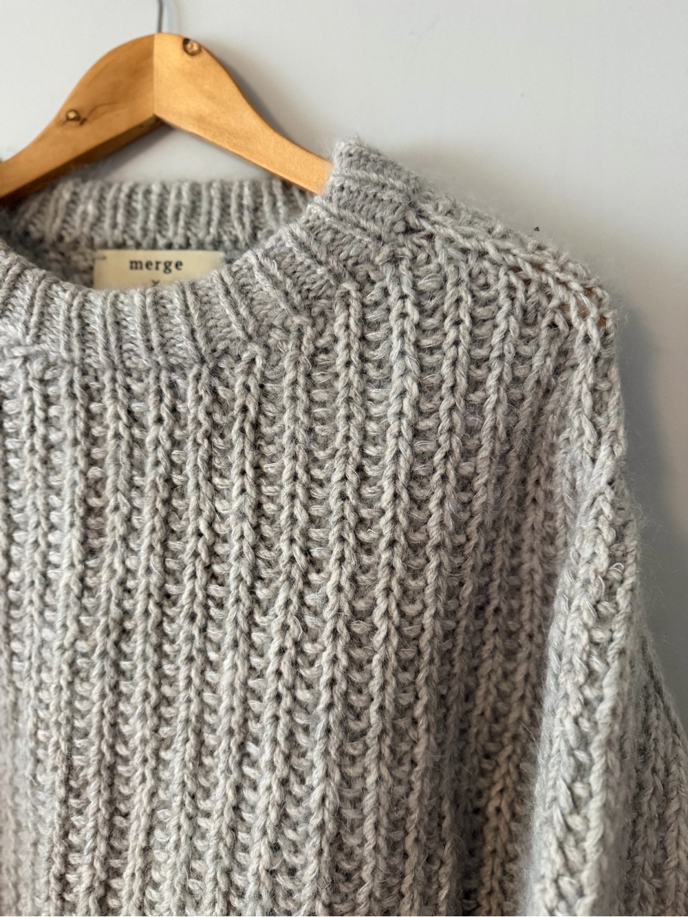 Merge Chunky Ribbed Crewneck Sweater - Light Gray